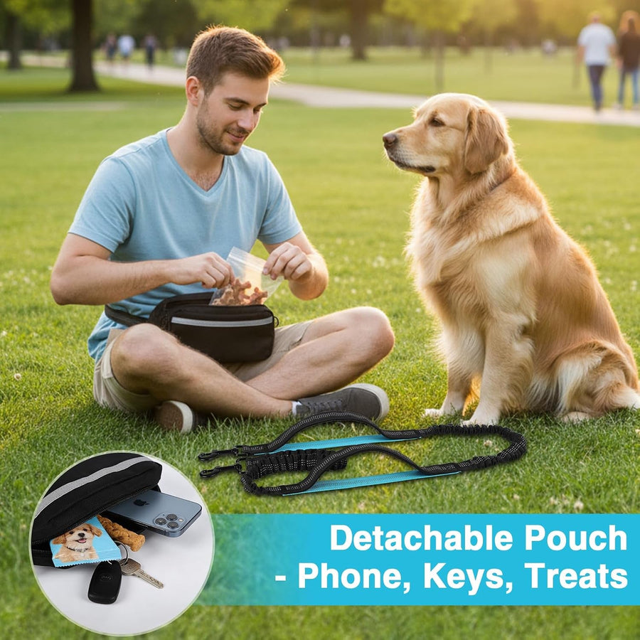 Golden retriever sitting next to its owner in the park