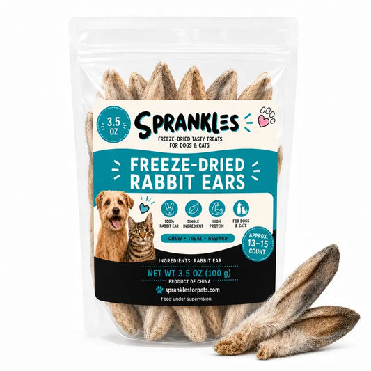 Sprankles Freeze-Dried Rabbit Ears Dog & Cat Treats, 3.5 Oz, Single-Ingredient High Protein Reward Chew